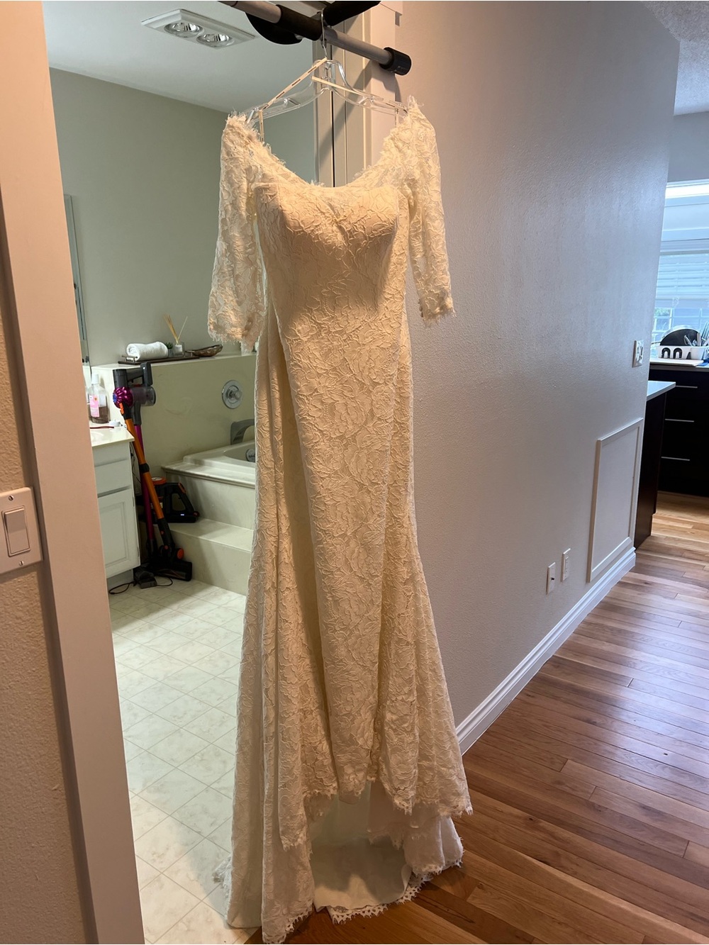 Pronovias off white Lace Long-Sleeve Bridal Gown